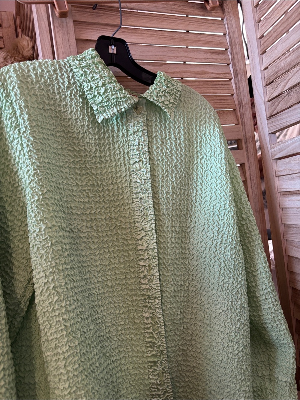 Lime Green Textured Long-Sleeve Shacket Medium